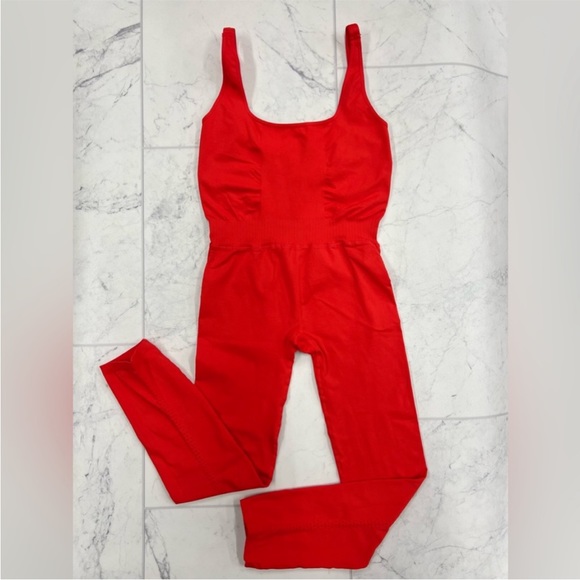 NWT Free People Good Karma Onesie in Cherry Tomato. Size XS/S (0-6). - Picture 4 of 7